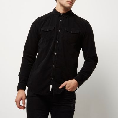 Black corduroy western style shirt